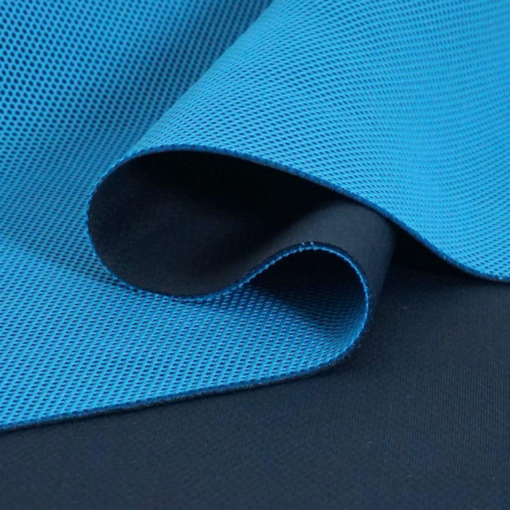 Preview: 3D-Stoff mit Netzoptik türkisblau